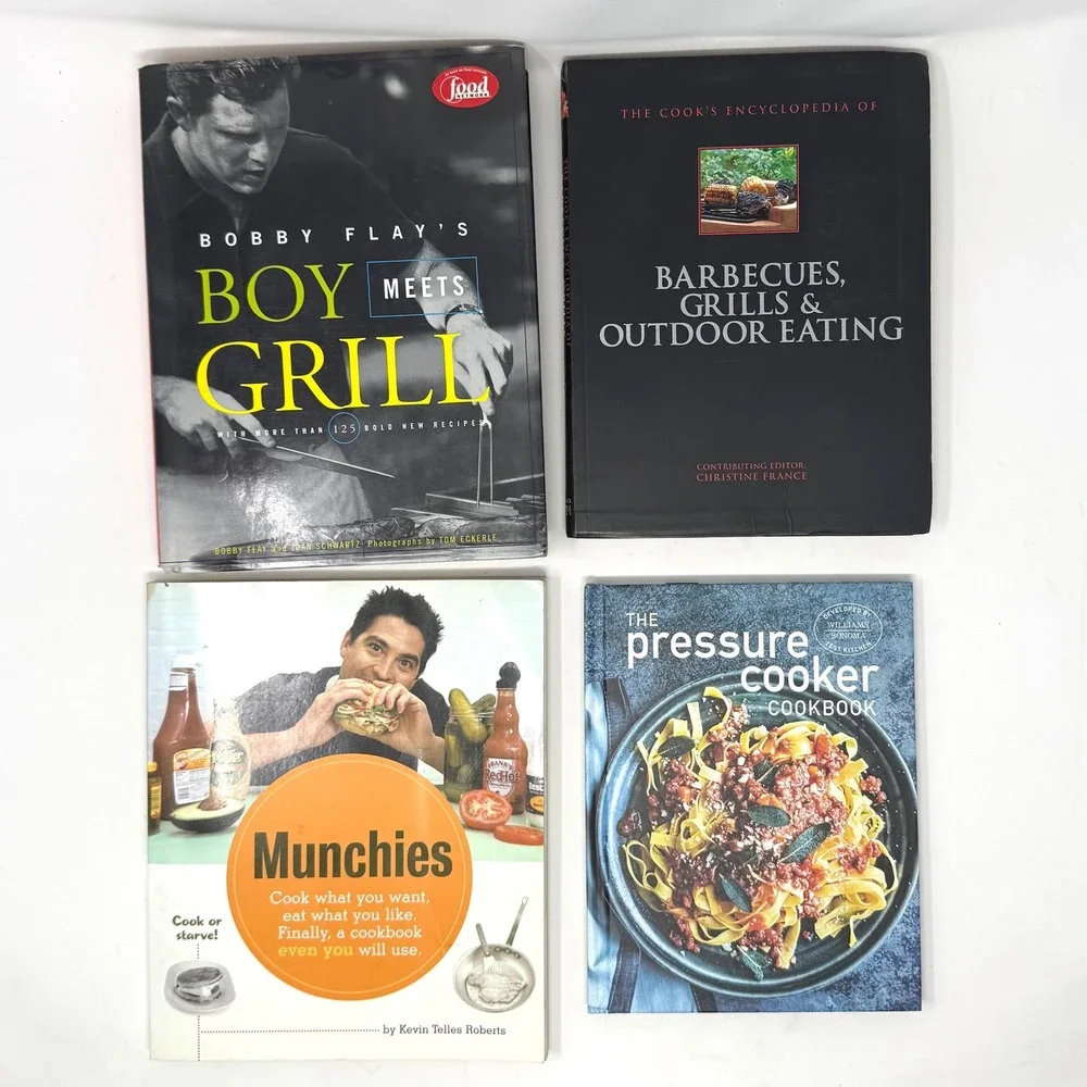 Cookbook Lot of 5 Bobby Flay Big Green Egg Williams Sonoma Pressure Cooker BBQ